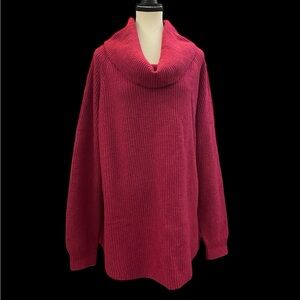 Tahari purple/light merlot colour Cowl Neck Sweater 55% merino wool size XXL